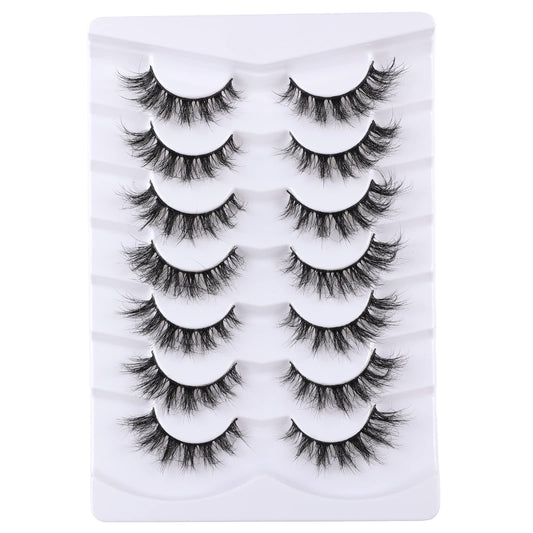 Mebver False Eyelashes Cat Eye Lashes Faux Mink Lashes Natural Look Fluffy Wispy Lashes That Look Like Extensions Pestañas Postizas D Curl Lash Strips