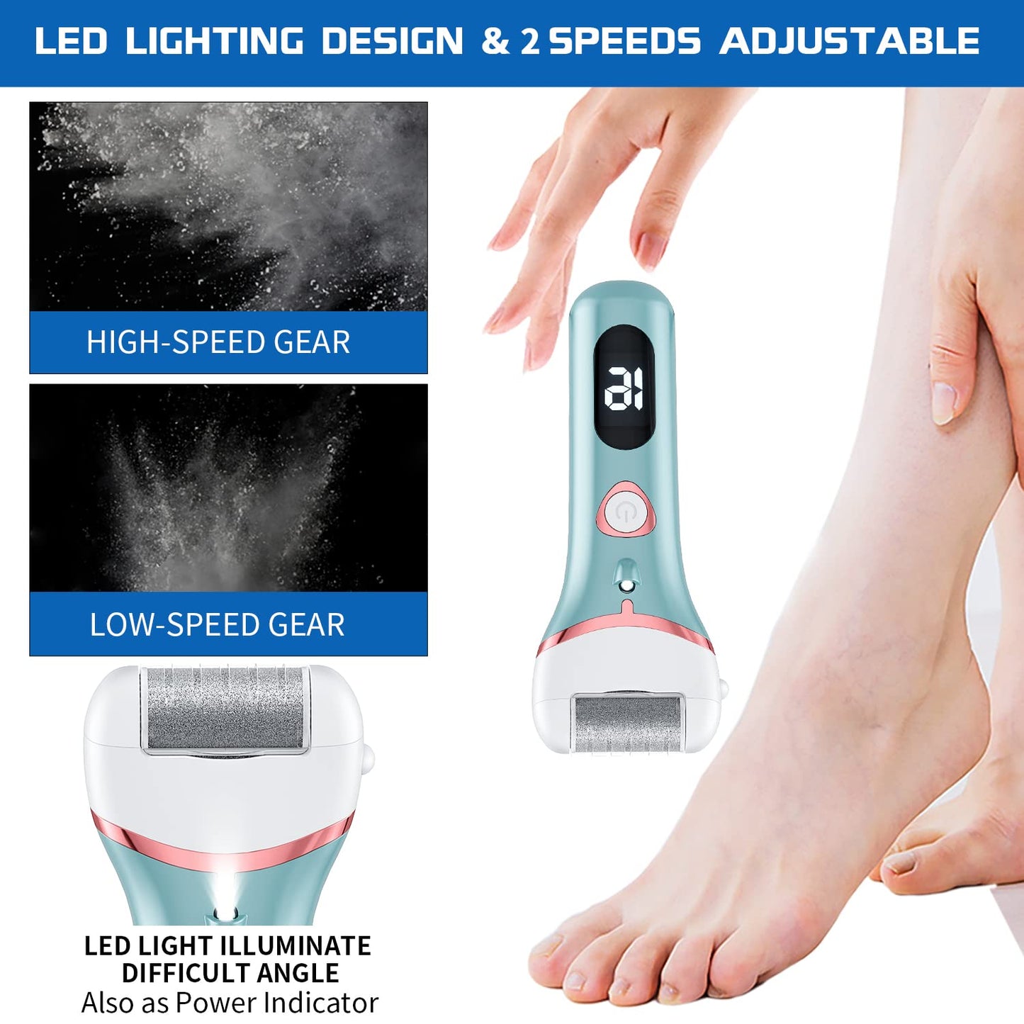 Electric Foot Callus Remover, Rechargeable Portable Electronic Foot File Pedicure Kits, Waterproof Foot Scrubber File, Professional Pedicure Tools
