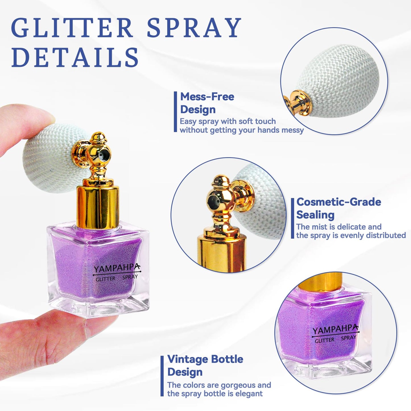 Body Glitter Spray, Purple Glitter Spray for Hair and Body, Include 1 Jar of Refills