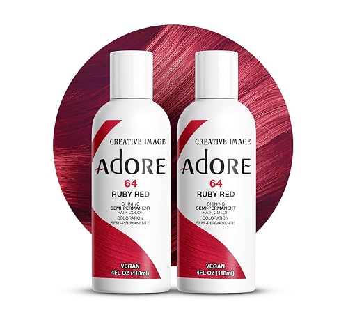 Adore Semi Permanent Hair Color (064 Ruby Red) (2 Pack) | Vegan & Cruelty-Free Red Hair Dye | No Ammonia, No Peroxide, No Alcohol | 4 Fl Oz