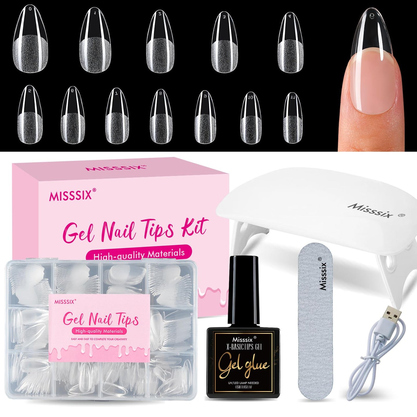 Misssix Short Coffin Gel Nail Tips 360pcs 15 Sizes Clear Soft Gel Press on Nails Full Cover False Fake Tips Acrylic Nails For Nail Extension DIY Salon Beauty and Personal Care Misssix Default Title