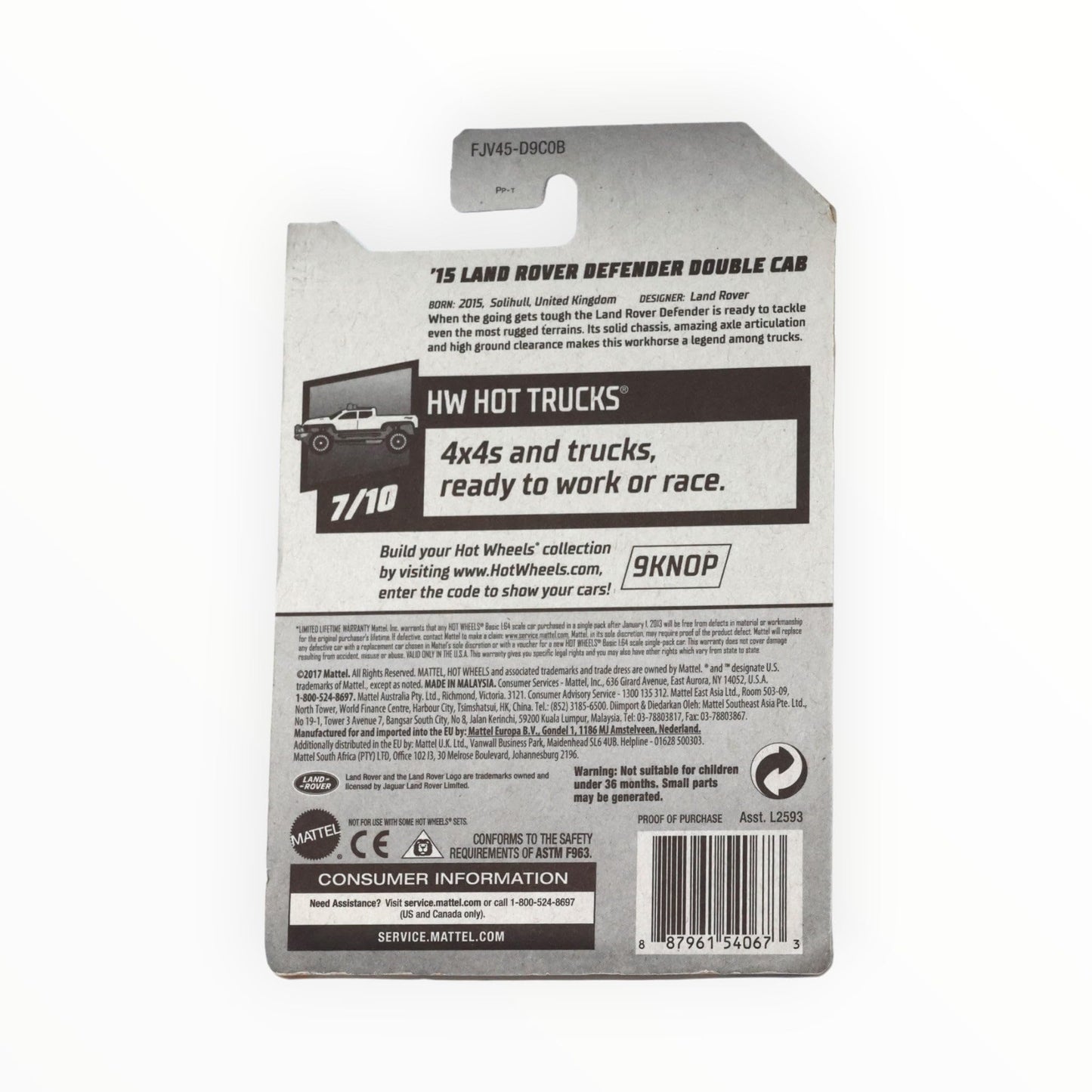 Hot Wheels '15 Land Rover Defender Double Cab