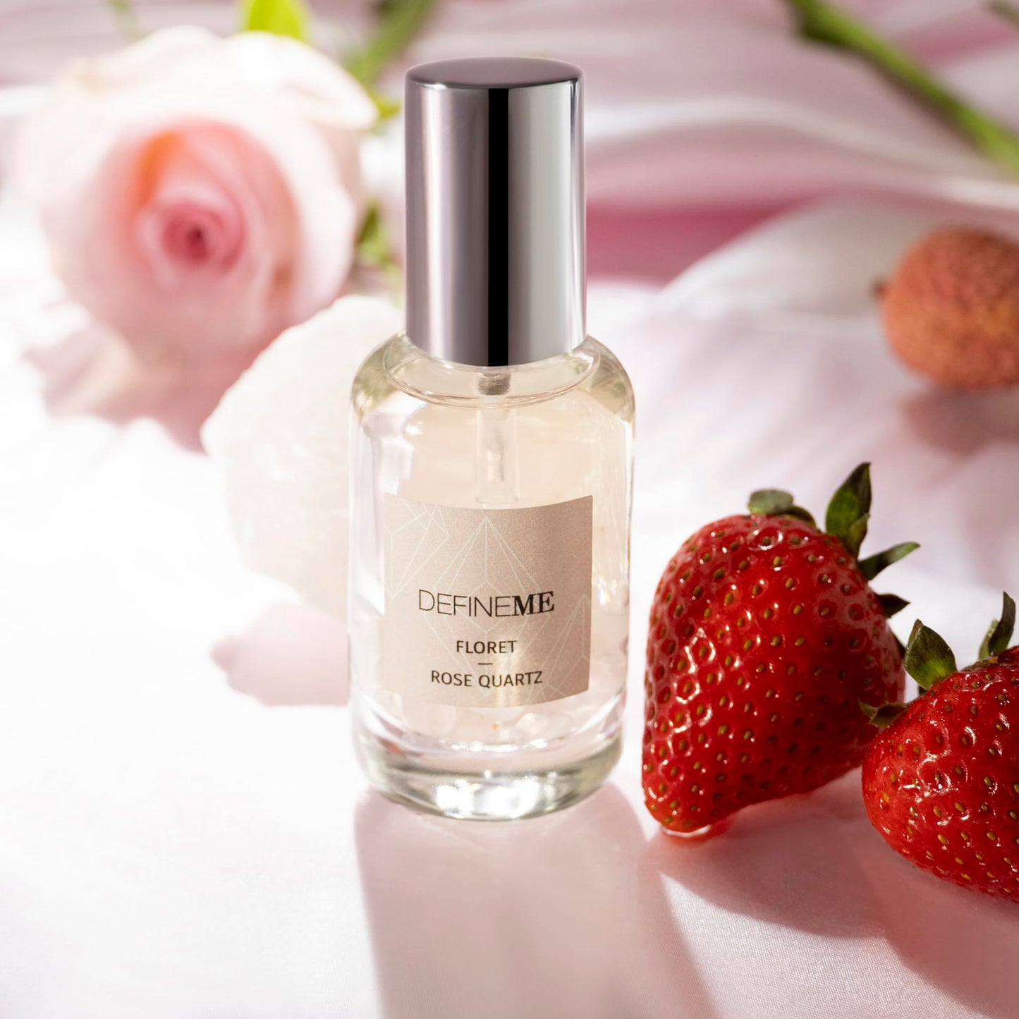 DefineMe Rose Quartz Crystal Infused Natural Perfume Mist, Floret Scent, 0.95 FL OZ, Award Winner 2024 Universal Beauty Awards