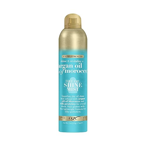 OGX Revitalize + Argan Shine Extra Strength Dry Oil Conditioning Mist with Argan Oil & Silk Proteins, Light Nourishing Hair Treatment to Soften Hair