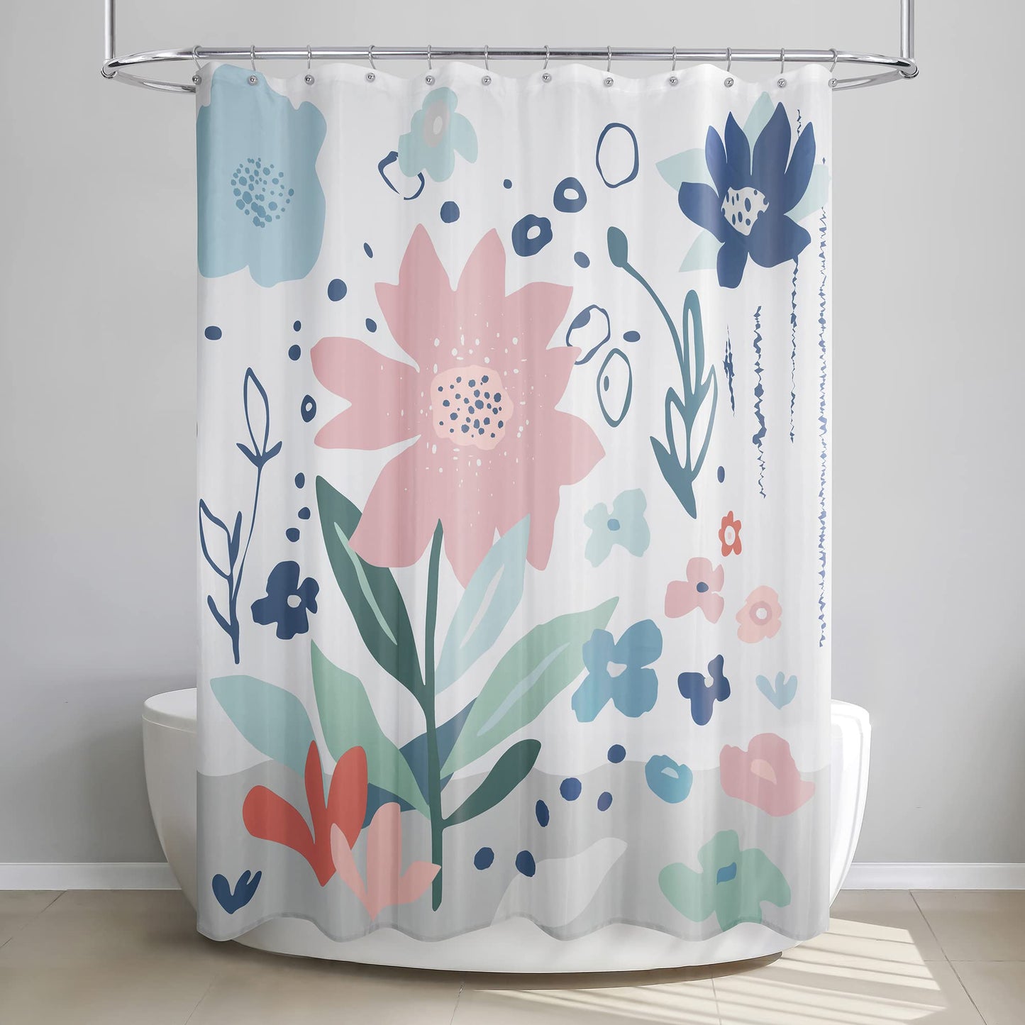 Allure Home Creation Summer Flower Polyester Fabric Printed Shower Curtain 70"x72"