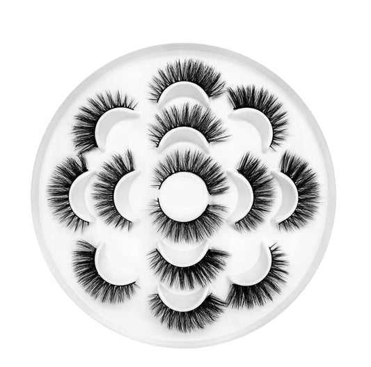 Lymzie 7 Pairs False Eyelashes 3D Faux Mink Eyelashes, Dramatic Look Wispy Fake Eyelashes, Long Fluffy Extension Natural Lashes Pack
