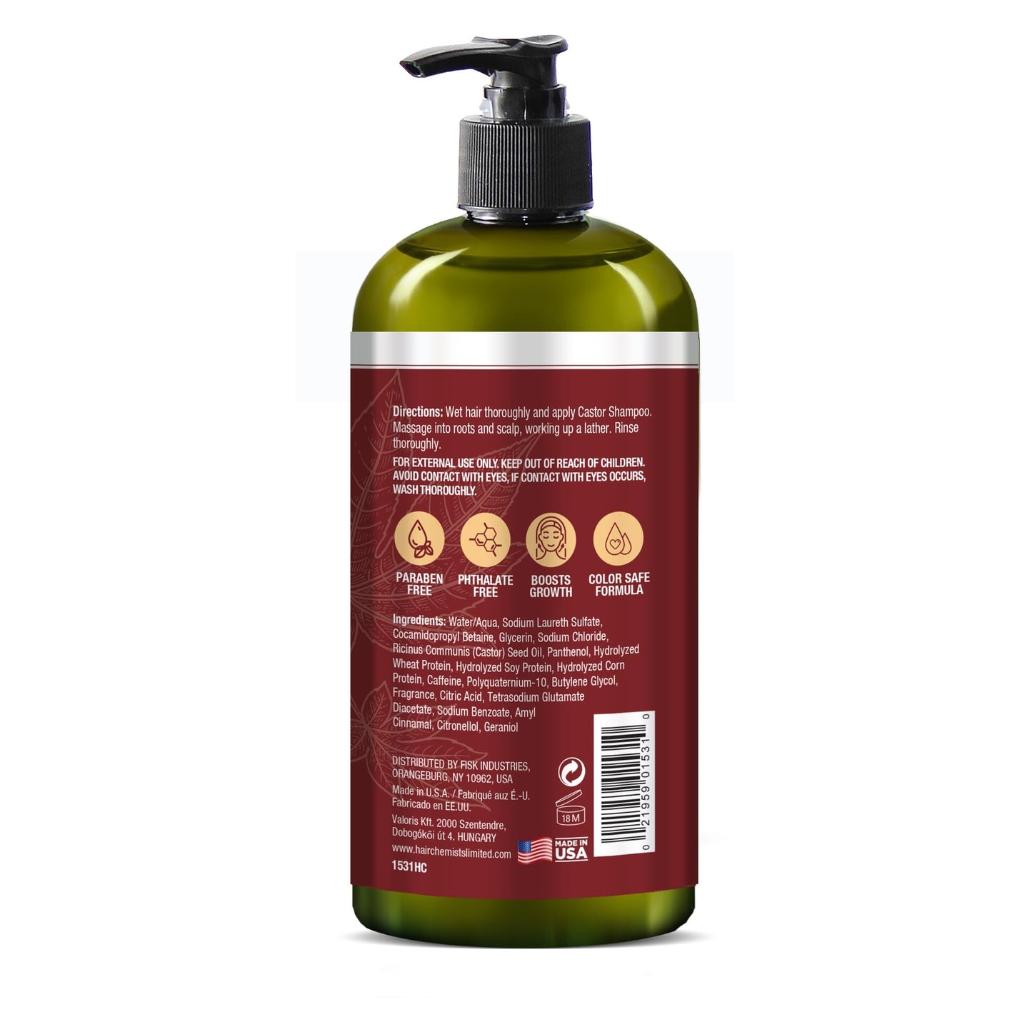 Hair Chemist Castor Pro-Growth Shampoo 33.8 oz. AND Conditioner 33.8 oz. 2-PC Boxed Gift Set - Made with Natural Castor Oil for Hair Growth, Sulfate