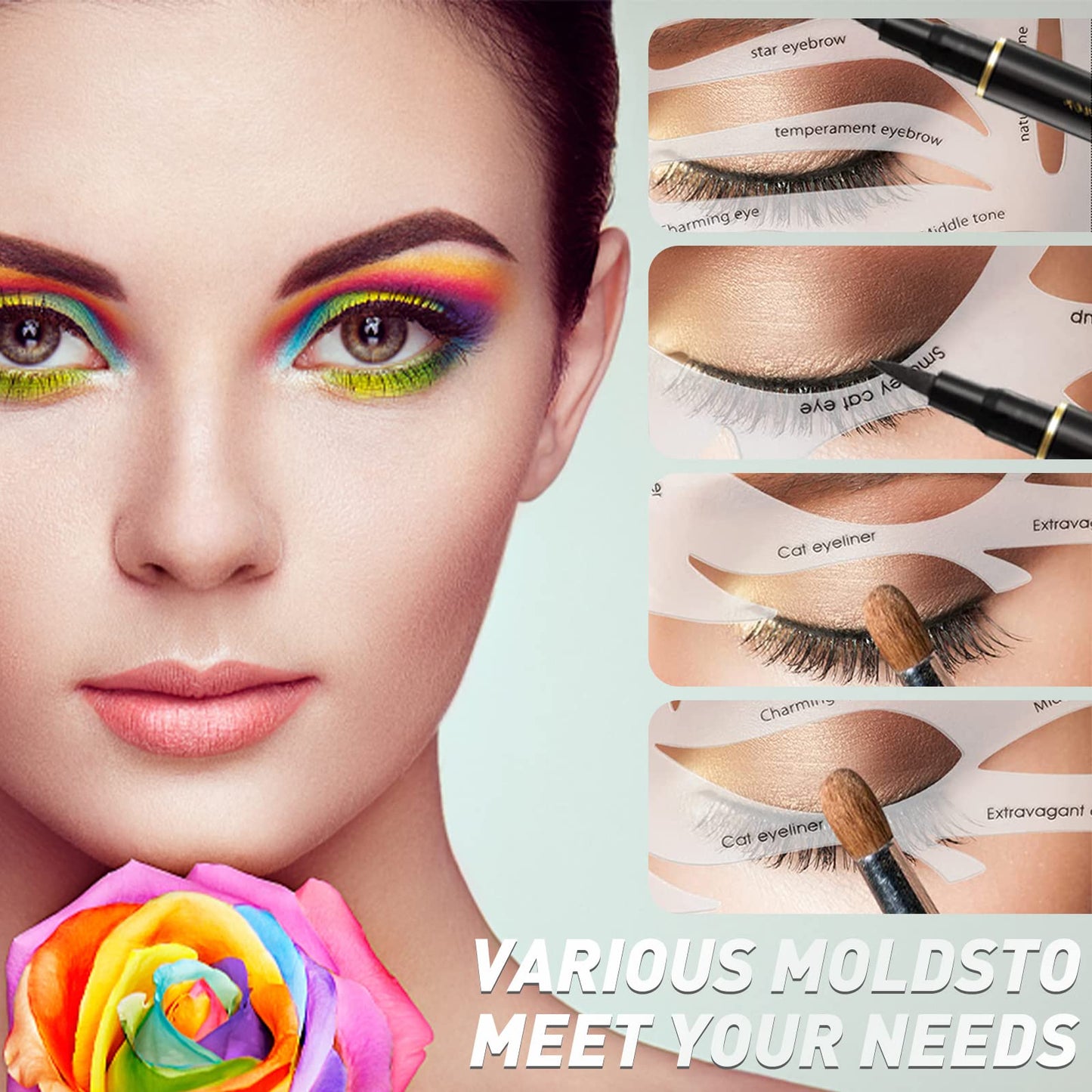 YAFIYGI Quick Make-Up Stencils Eyeliner Molds a Makeup Tool with a Variety of Shapes Eyeliner Stencil Pads Eyeshadow Applicators Eyeliner Template