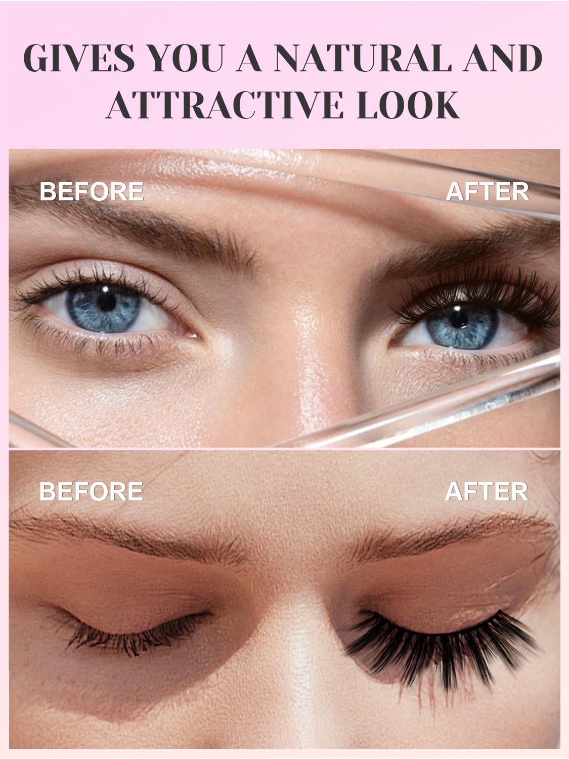 Sikkis Magnetic Eyelashes with Eyeliner - Magnetic Eyelashes Mink Look Kit, Mixed 3D Mink Reusable False Lashes with Applicator, No Glue Needed -5