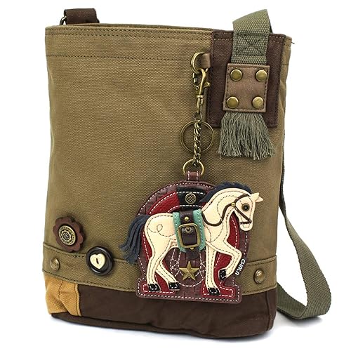 CHALA Patch Cross-Body Women Handbag Canvas Messenger Bag - Horse Gen II - Olive