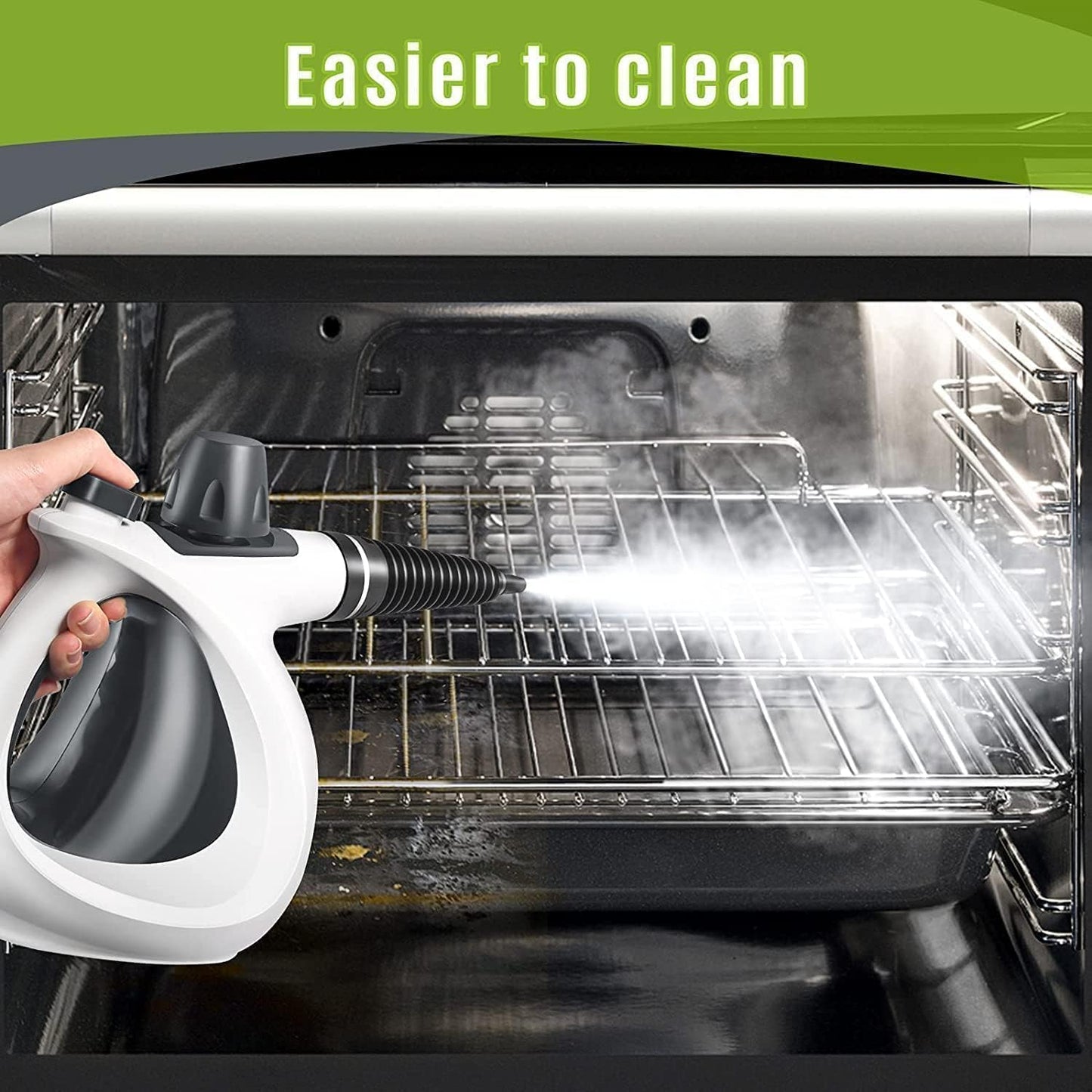 Phueut Handheld Pressurized Steam Cleaner with 12 Accessories, Multi-Surface Steamer for Floors, Upholstery, Grout & Car Cleaning