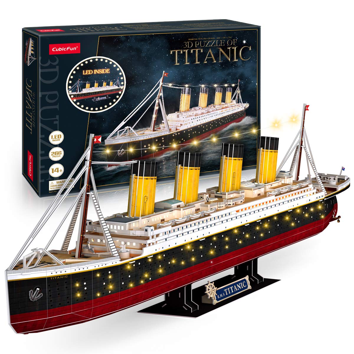 CubicFun 3D LED Titanic Puzzle – 35" Large Ship Model for Adults, Home Decor, Gift for Housewarming, Wedding, Anniversary, Valentine’s & Stocking Stuffer