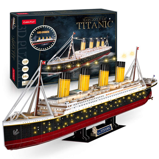 CubicFun 3D LED Titanic Puzzle – 35" Large Ship Model for Adults, Home Decor, Gift for Housewarming, Wedding, Anniversary, Valentine’s & Stocking Stuffer