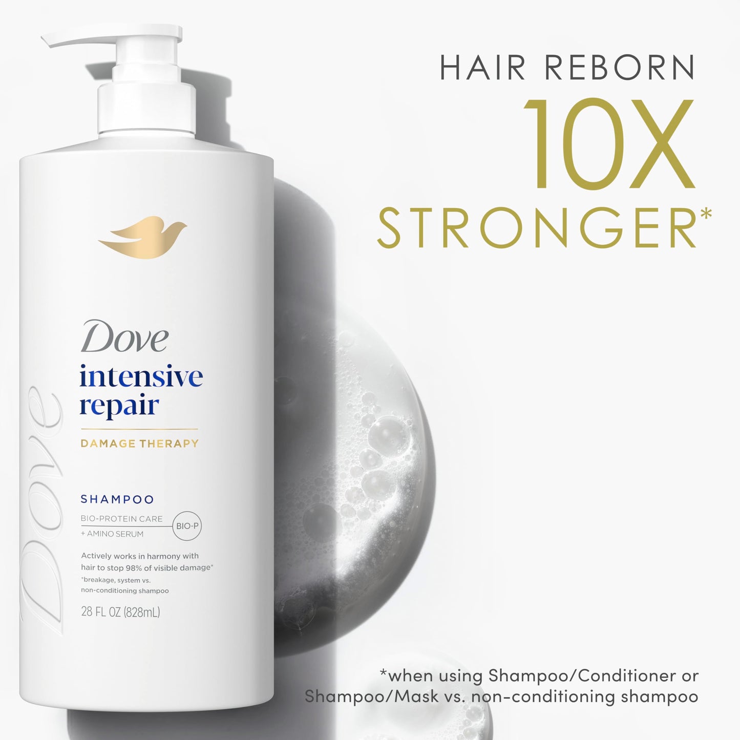 Dove Shampoo 4 Pack Intensive Repair for Damaged Hair with Bio-Protein Care Technology and Amino Serum 28 Fl Oz Beauty and Personal Care Dove