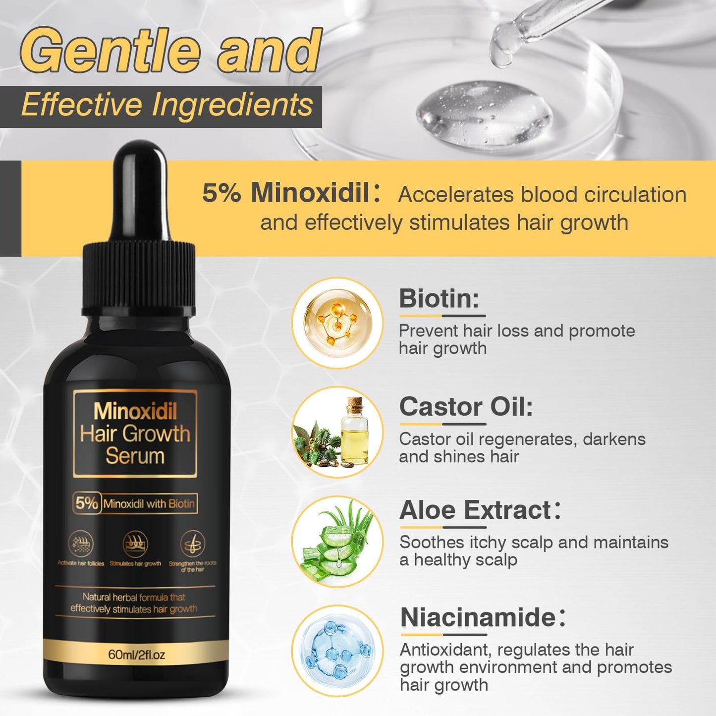 5% Minoxidil Hair Growth for Men and Women, Minoxidil Hair Growth Serum, Promotes Hair Growth, Strengthens Hair Follicles, Helps Prevent Hair Fall Beauty and Personal Care YKDILYHH
