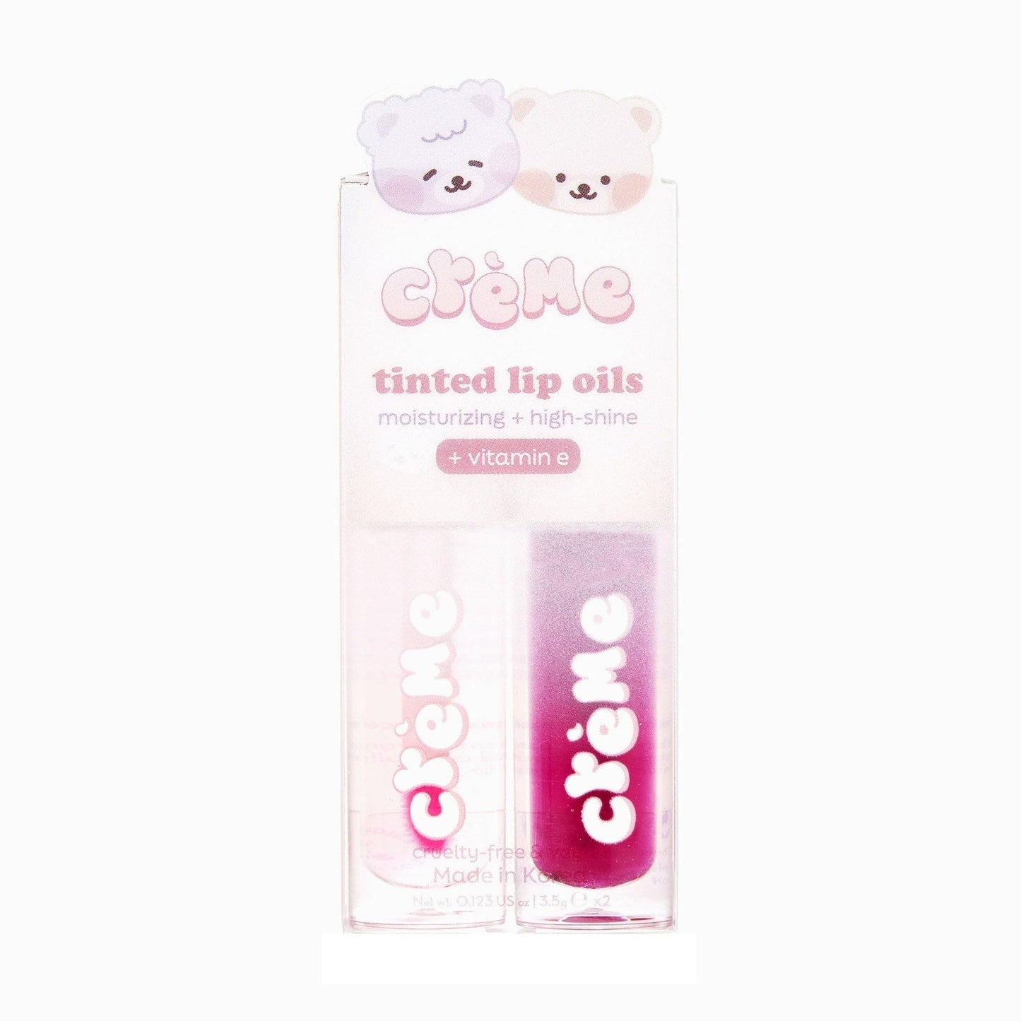 The Crème Shop Boba Bears High-Shine Tinted Lip Oil Duo - Indulge in Juicy Lips with Vitamin E Infusion - Long-Lasting Moisture - Lightweight Comfort