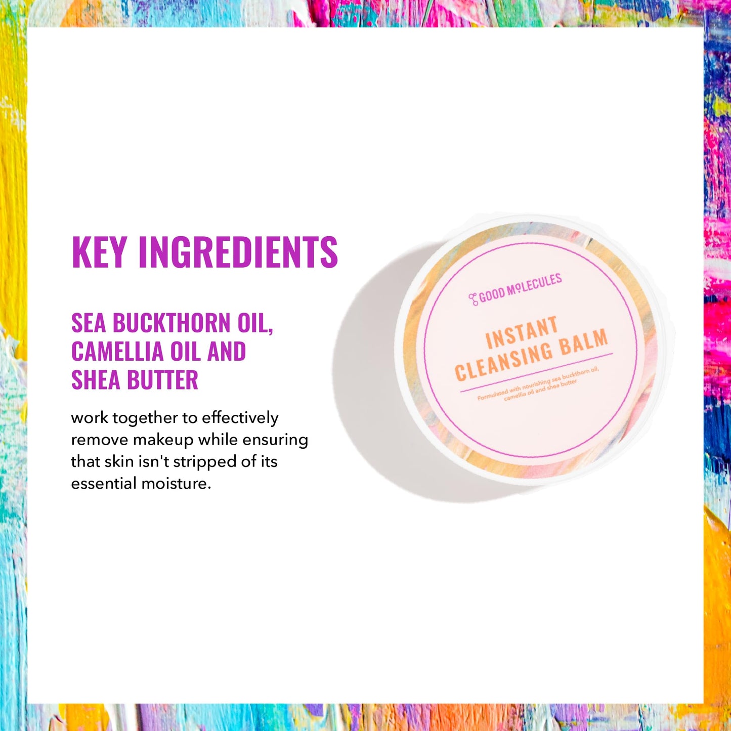 Good Molecules Instant Cleansing Balm - Face Cleanser and Makeup Remover with Shea Butter and Sea Buckthorn to Hydrate - Skin Care for Face and Eyes