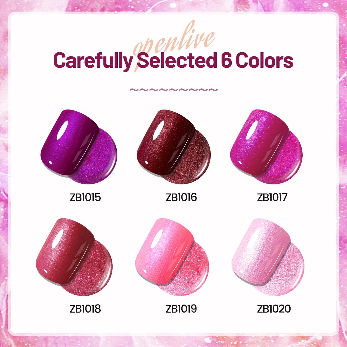 OpenLive 10ml 6 Colors Red Glitter Nail Polish Set Glitter Rose Red Pink Deep Purple Series Nail Polish Gifts for Women Beauty and Personal Care OpenLive