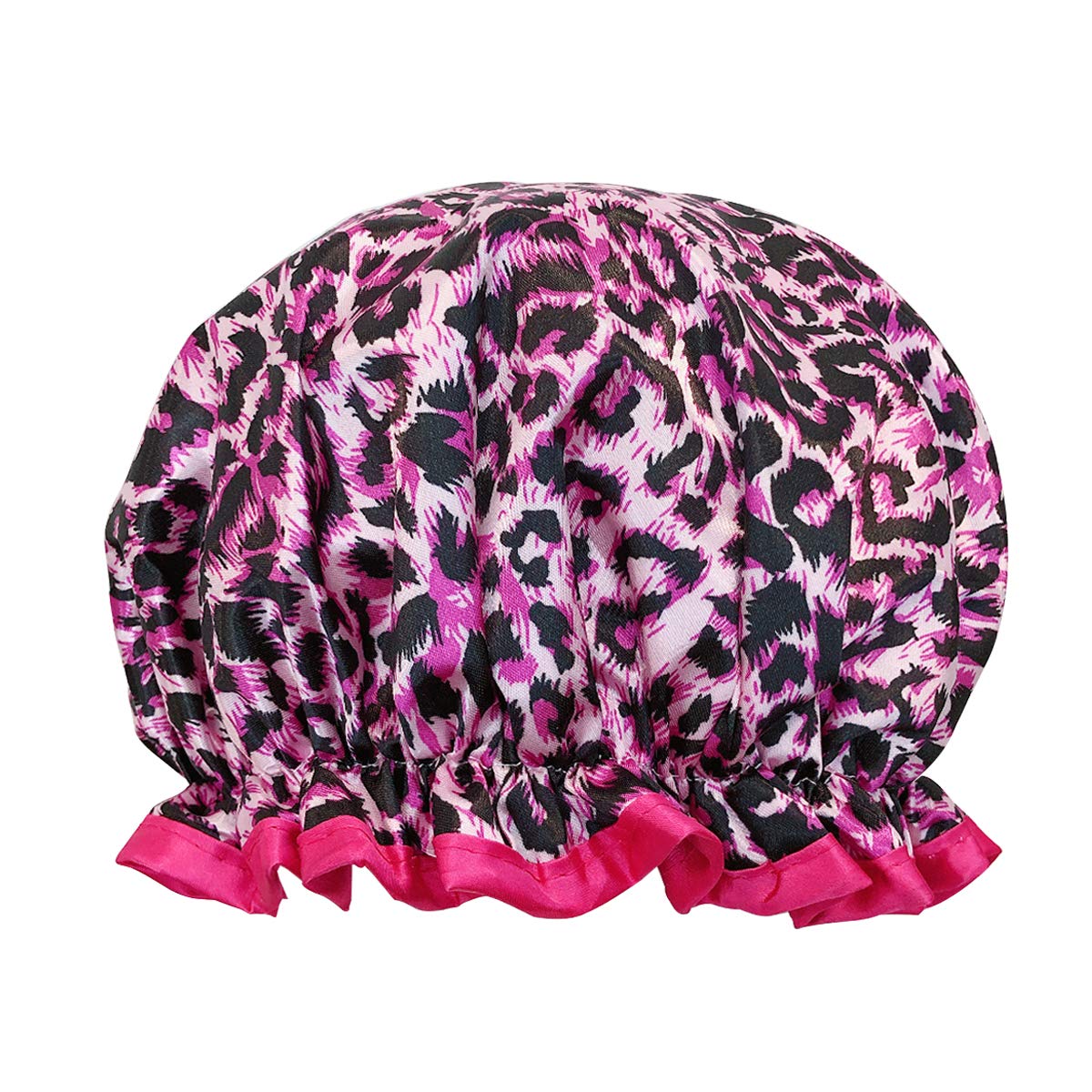 allydrew Reusable Women's Waterproof Shower Caps for Long Hair, Pink Leopard