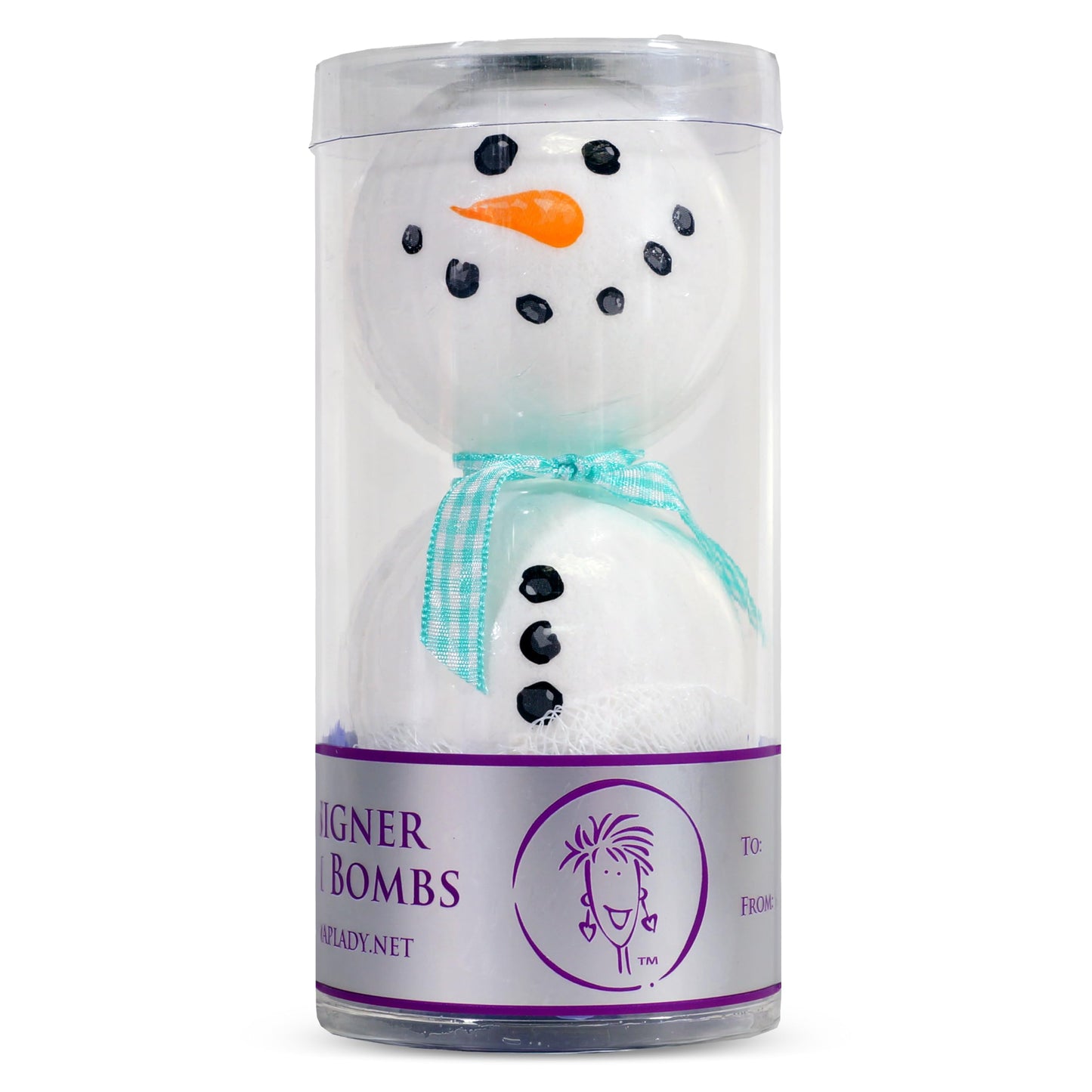 The Soap Lady Snowman Bath Bomb Set - Gingham Apple - 2 Count - 5.5oz Each