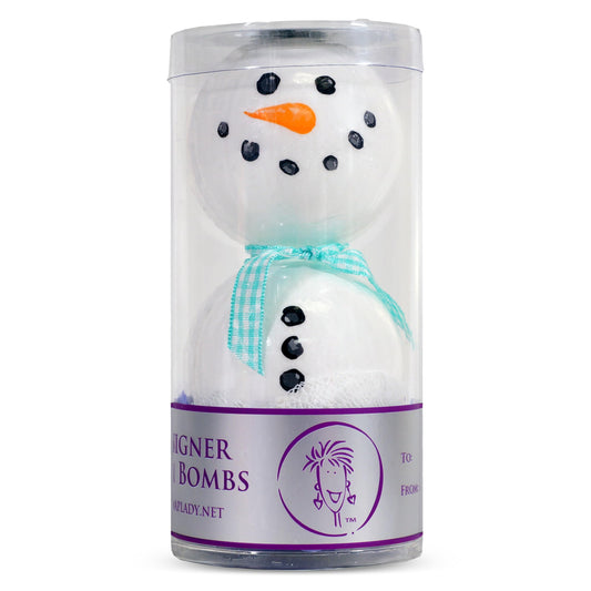 The Soap Lady Snowman Bath Bomb Set - Gingham Apple - 2 Count - 5.5oz Each
