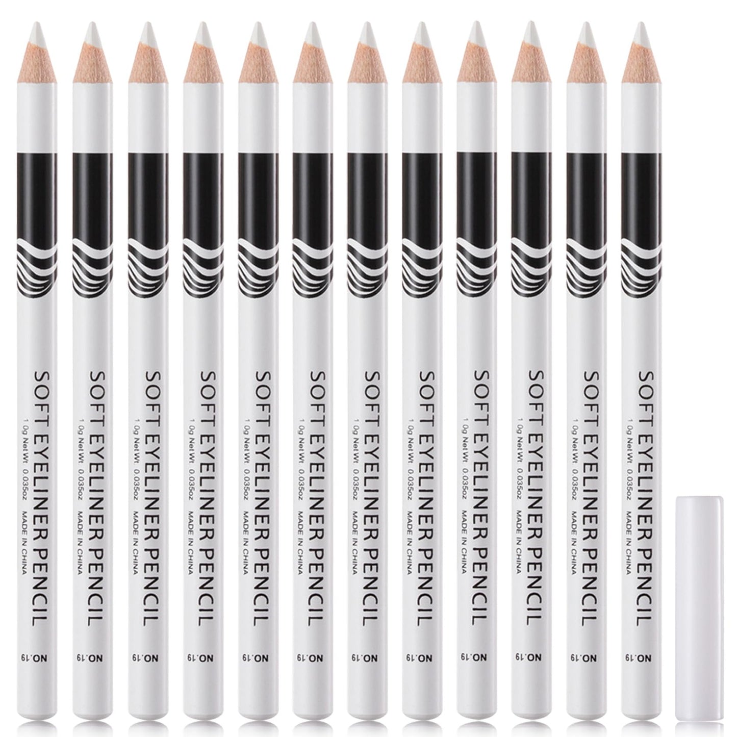 WENJLYJ 12 PCS White Eyeliner Pencils,Professional Long Lasting Waterproof Makeup Pencils,Highly Pigmented Inner Corner Eye Highlighter Eyeliner