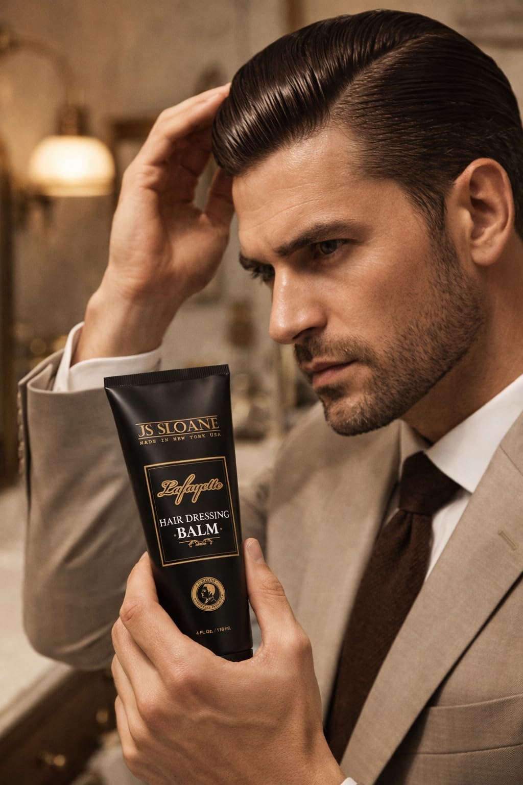 JS Sloane Hair Dressing Balm for Men - Lightweight Styling Cream for Shine & Texture - Restores Dry, Thick & Coarse Hair - Non-Greasy, Medium Hold