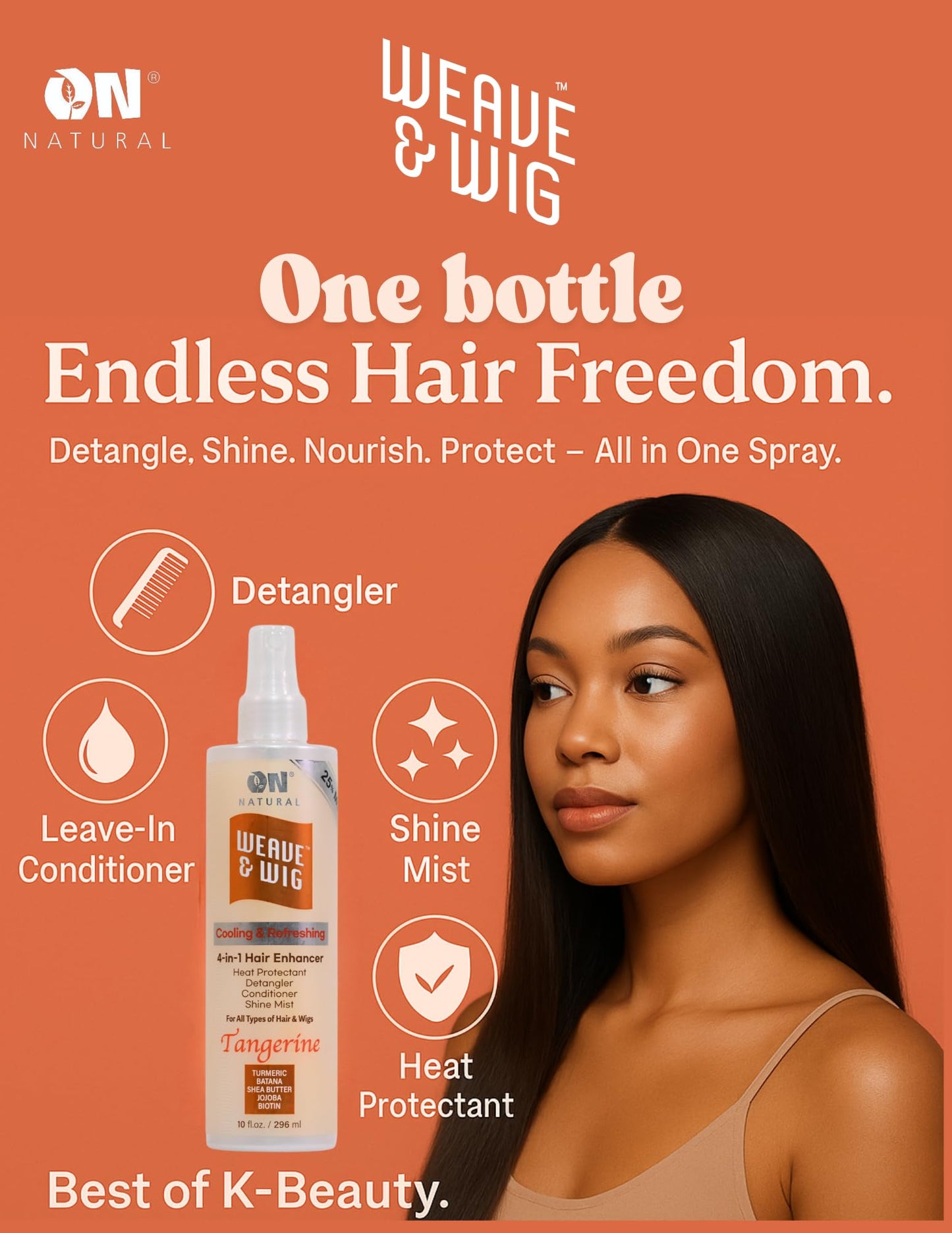 On Natural Weave & Wig 4-in-1 Hair Enhancer For All Hair Texture [Pomegranate] 3.4 OZ