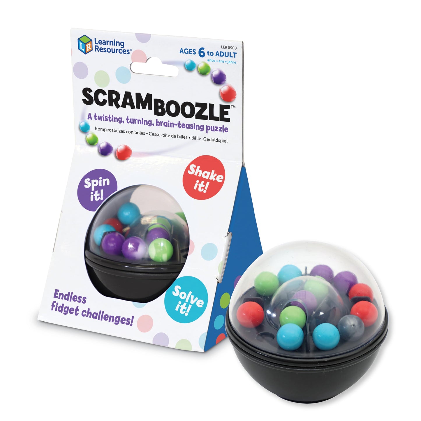 Learning Resources Scramboozle Puzzle Ball – 3D Brain Teaser & Sort Game, Fidget & Travel Toy for Kids & Adults Ages 6+