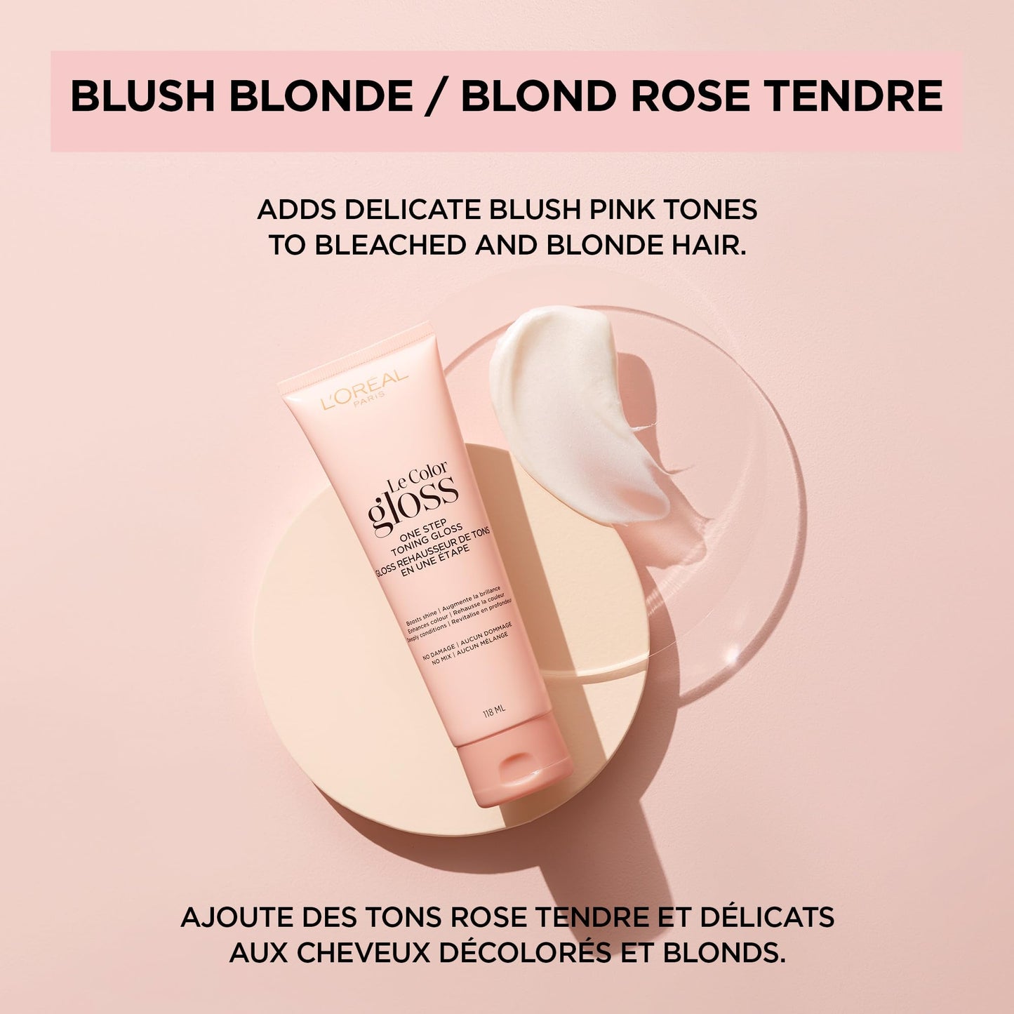 L’Oréal Paris Le Color Gloss One Step In-Shower Toning Hair Gloss, Neutralizes Brass, Conditions & Boosts Shine, Blush Blonde, 4 fl oz