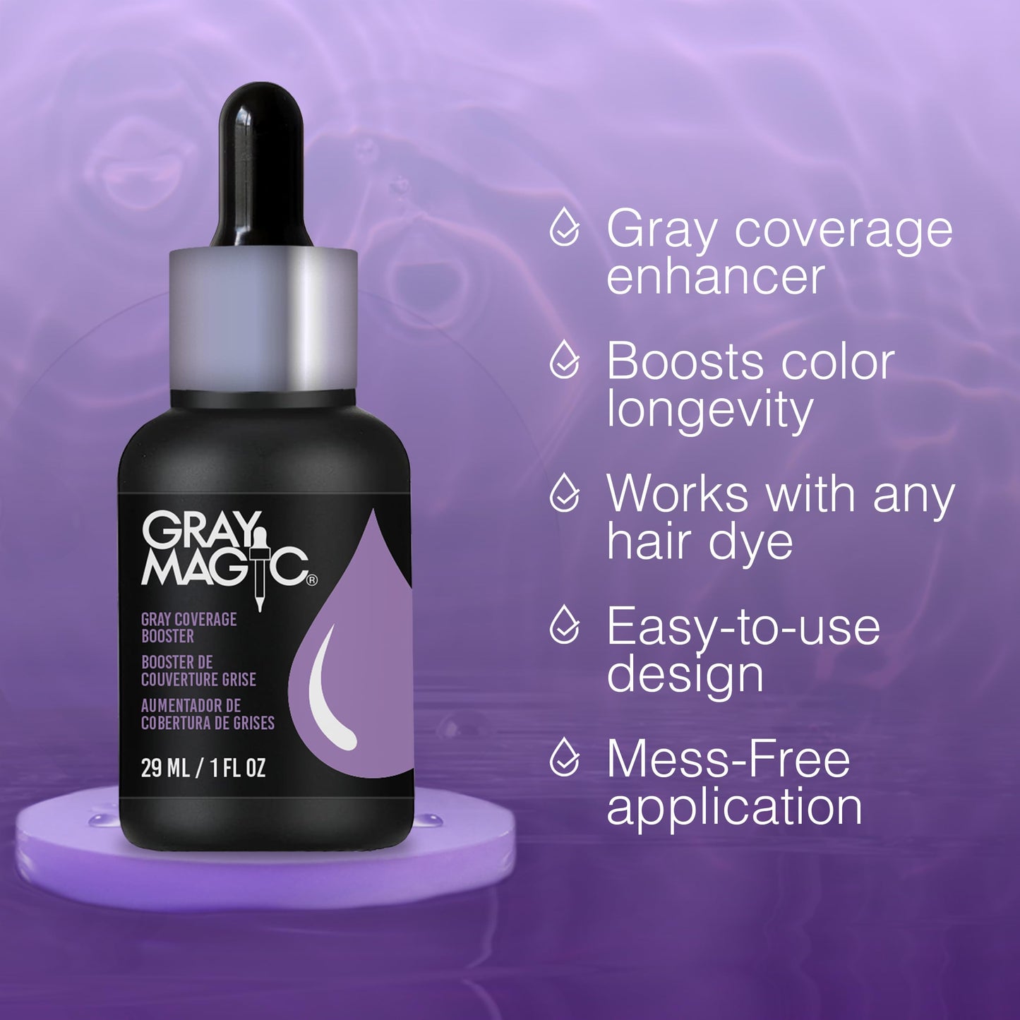 Ardell Gray Magic Color Additive for Hair Dye - Anti-Fade Gray Hair Coverage Booster Drops, Long-Lasting Hair Color Enhancer, 1 oz