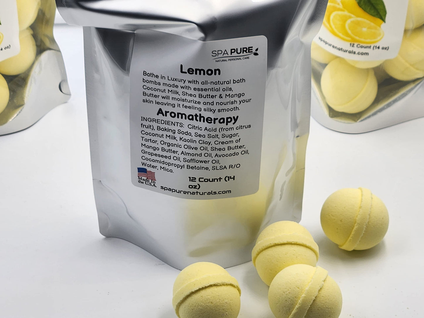 Essential Oil Bath Bombs - USA Made with Coconut Milk & Shea Butter - for a Luxurious at Home Spa Bath (12 Count) Pack of 1 (Lemon)