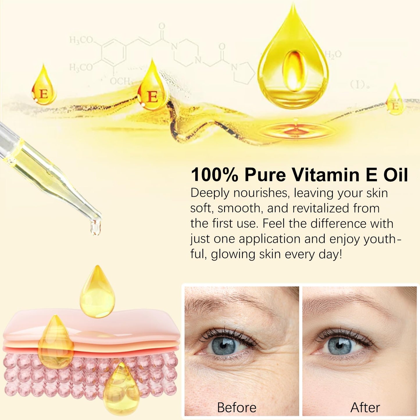 flasture Vitamin E Oil 75,000 IU - 100% Pure Natural Vitamin E for Skin, Face, Hair, Scars - Deep Moisturizing Body Oil for Dry Skin, Wrinkles Beauty and Personal Care flasture