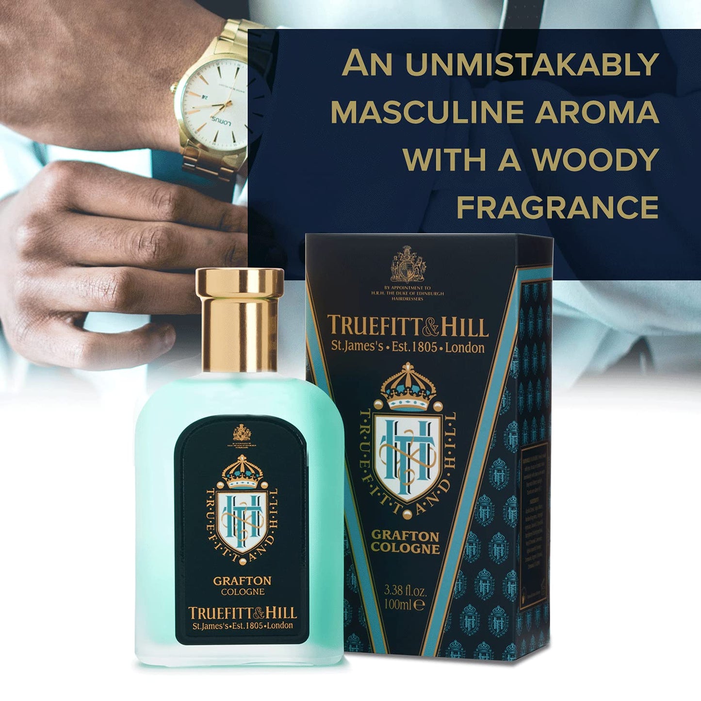 Truefitt & Hill Luxury Cologne - Grafton - Premium Long-Lasting Amber and Leather Men's Fragrance Presented in a Beautifully Etched Traditional