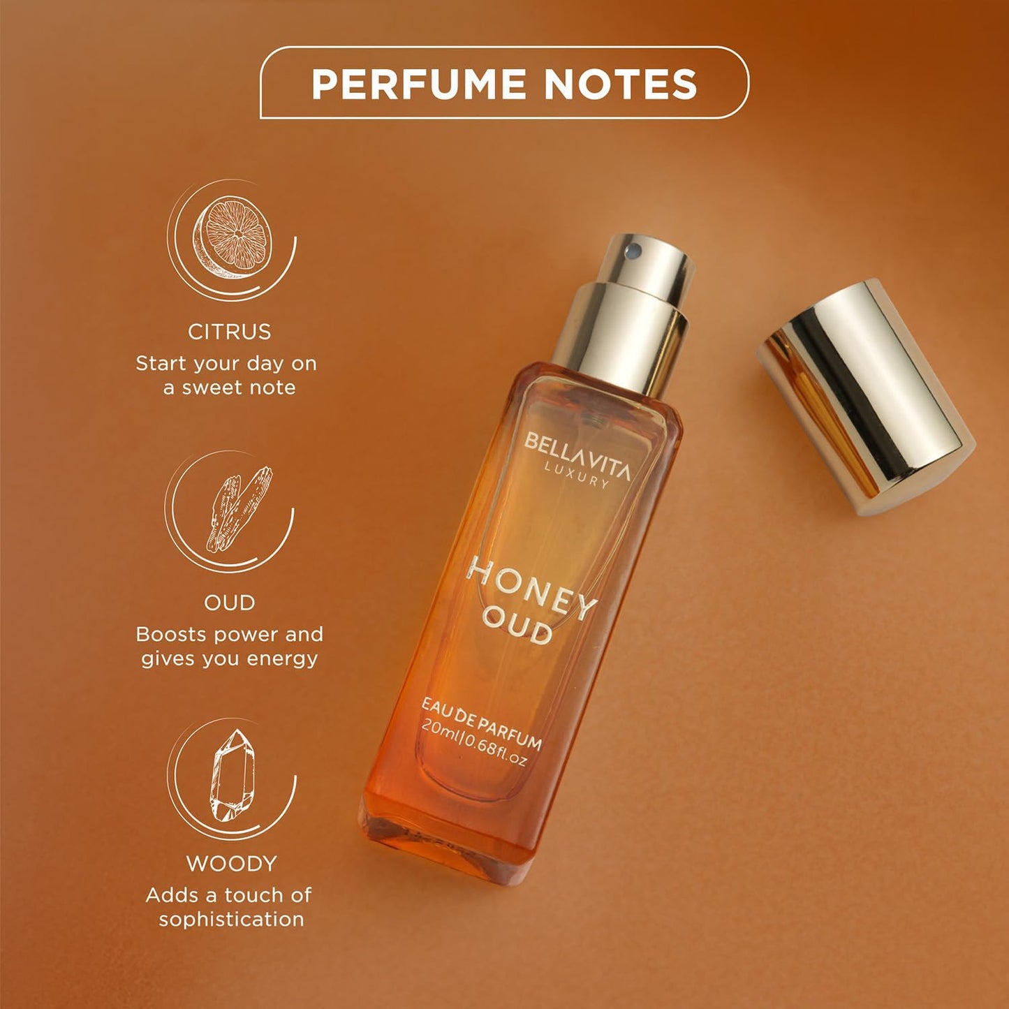 Bellavita Luxury Honey oud Eau de Parfum | 20 ml (0.7 fl.oz.) | Travel Size Perfume for Men and Women | Sweet Honey, Bergamot, Oud, and Amber Notes | Beauty and Personal Care Bella Vita Luxury