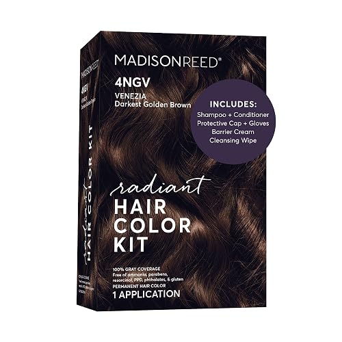 Madison Reed Radiant Hair Color Kit - 4NGV Darkest Golden Brown with Warm Tones (Venezia Brown), Permanent Hair Dye, Superior Gray Coverage