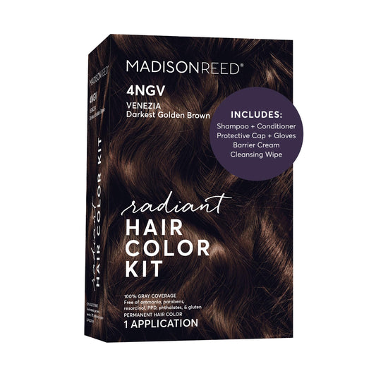 Madison Reed Radiant Hair Color Kit - 4NGV Darkest Golden Brown with Warm Tones (Venezia Brown), Permanent Hair Dye, Superior Gray Coverage