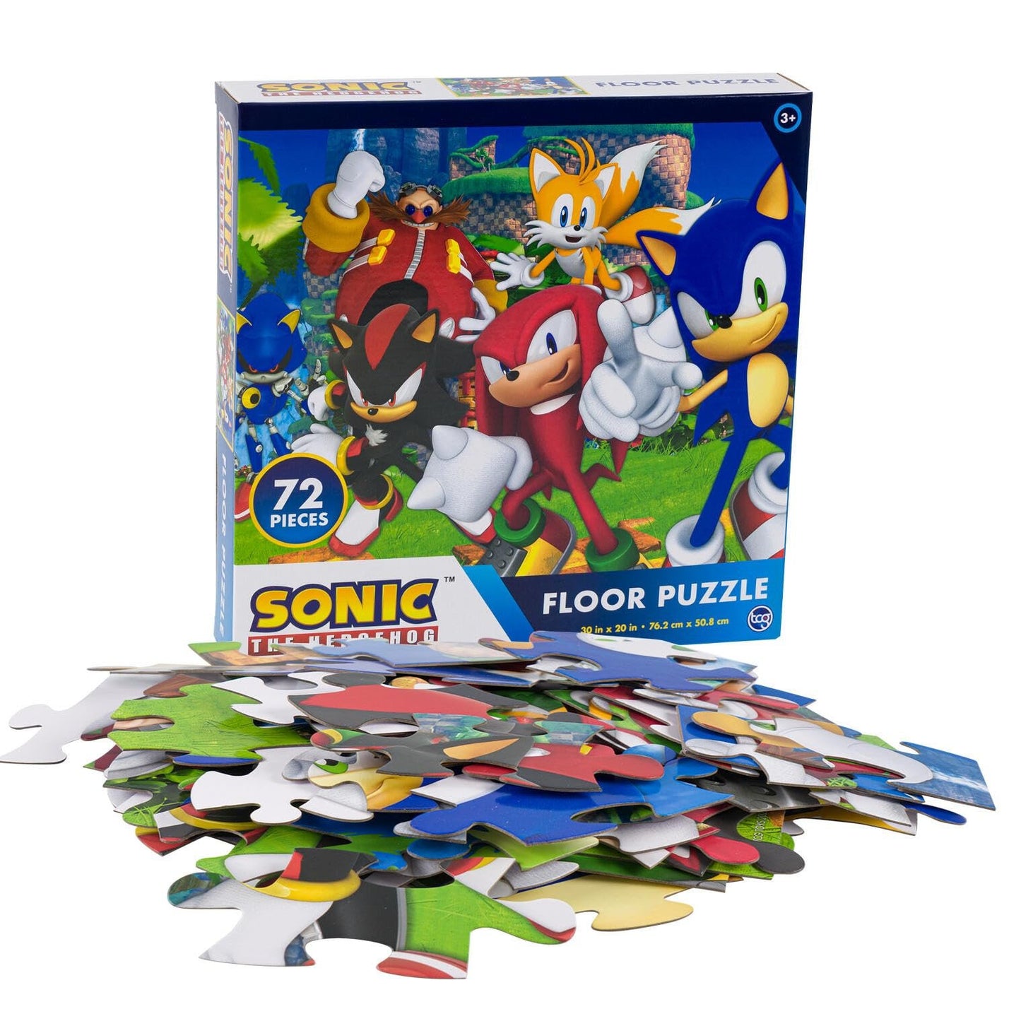 Sonic the Hedgehog Floor Puzzle Set – 72-Piece Jigsaw with Stickers, Tattoos & More, Educational Fun for Kids Ages 4–8