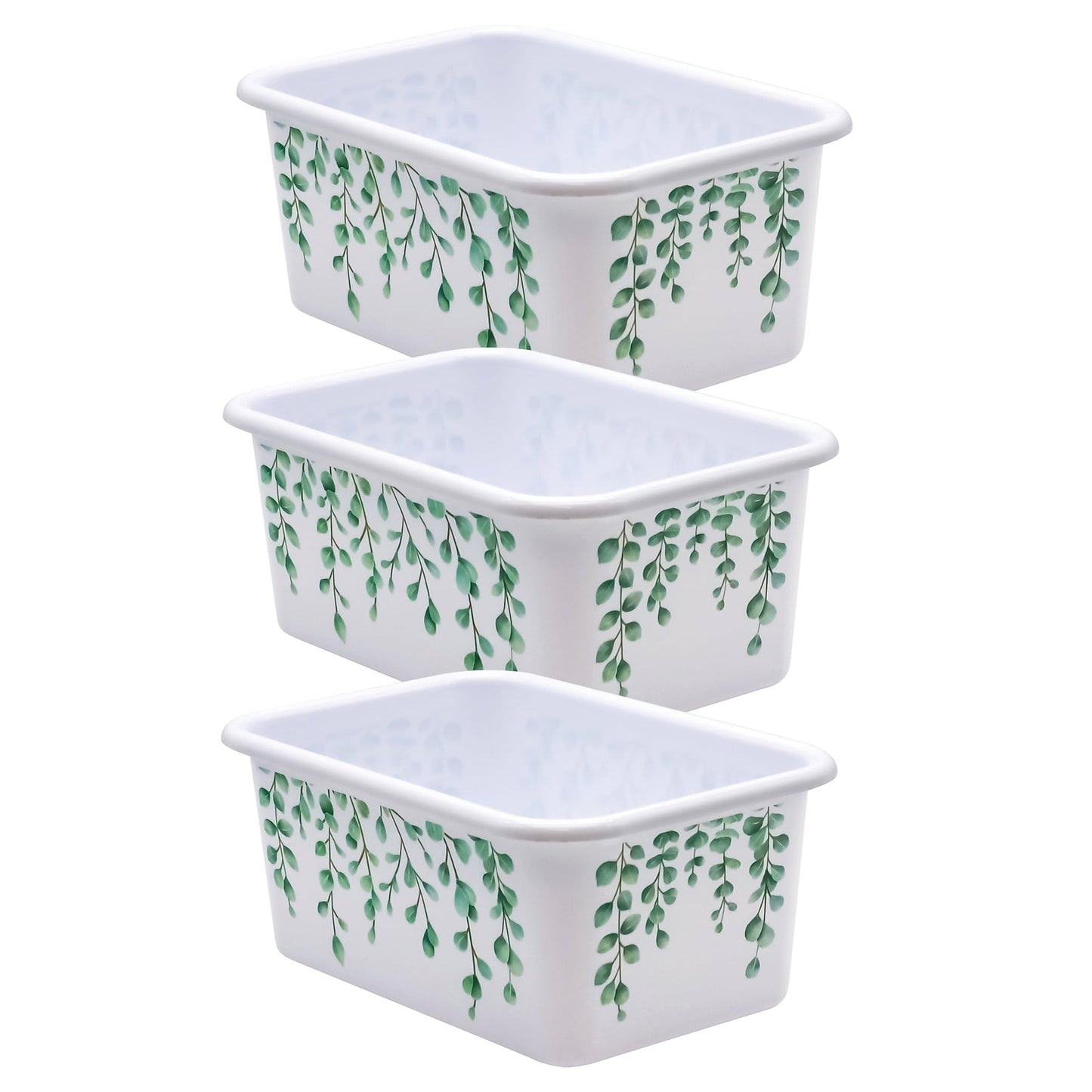 Teacher Created Resources TCR20403-3 Plastic Storage Bin, Small, 7.75-Inch x 11.38-Inch x 5-Inch , Eucalyptus, Pack of 3