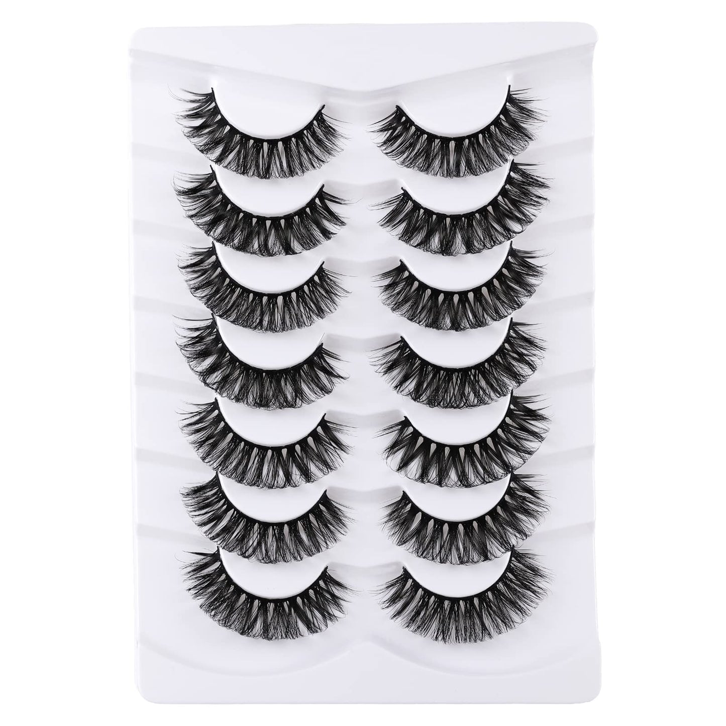 Mebver Russian Strip Lashes False Eyelashes Cat Eye Lashes Faux Mink Lashes Natural Look Fake Eyelashes Fluffy Wispy Lashes That Look Like Extensions