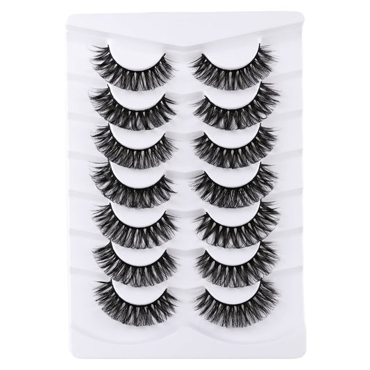 Mebver Russian Strip Lashes False Eyelashes Cat Eye Lashes Faux Mink Lashes Natural Look Fake Eyelashes Fluffy Wispy Lashes That Look Like Extensions