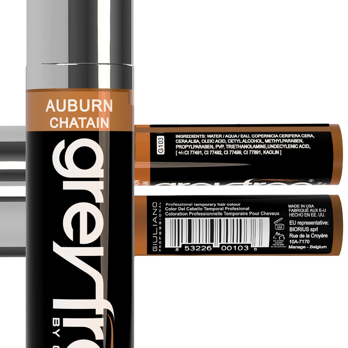 Greyfree Hair Mascara Root Touch-Up for Gray Hair | Precision Hairline Concealer for Brows & Beard (AUBURN)