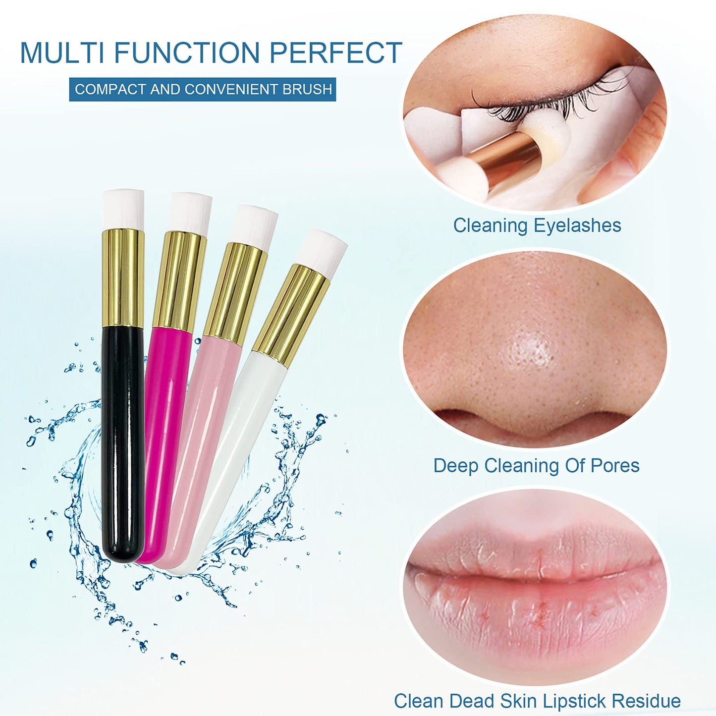4 Pcs Lash Shampoo Brushes, Peel Off Blackhead Remover Tool, Nose Pore Deep Cleaning, Facial Cleansing, Eyelash Extensions Blackhead Washing Brush