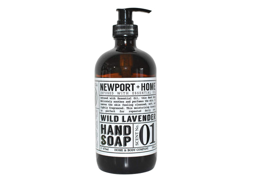 Newport Home and Body Co Hand Soap, Wild Lavender, 16 fl oz Glass Bottle Beauty & Personal Care Newport + Home Hand Soap Co