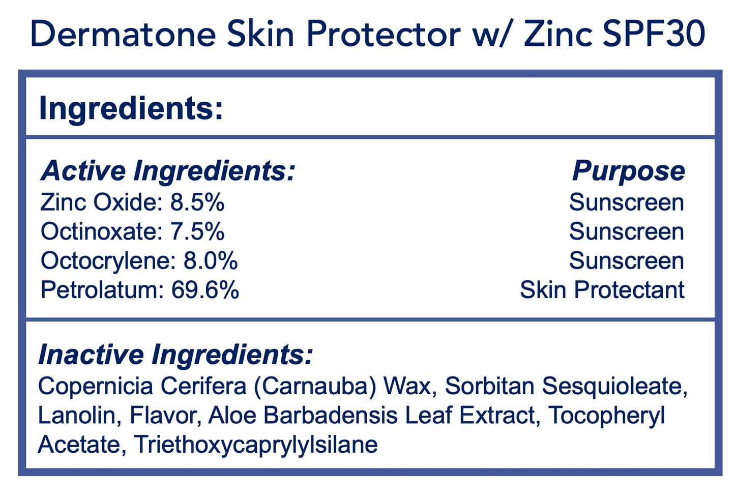 Dermatone Skin Protector w/Zinc | Skin Balm for Face & Lips | Barrier Cream for Sun, Wind & Cold | SPF 30 Zinc Sunscreen | Moisturize, Heal & Repair