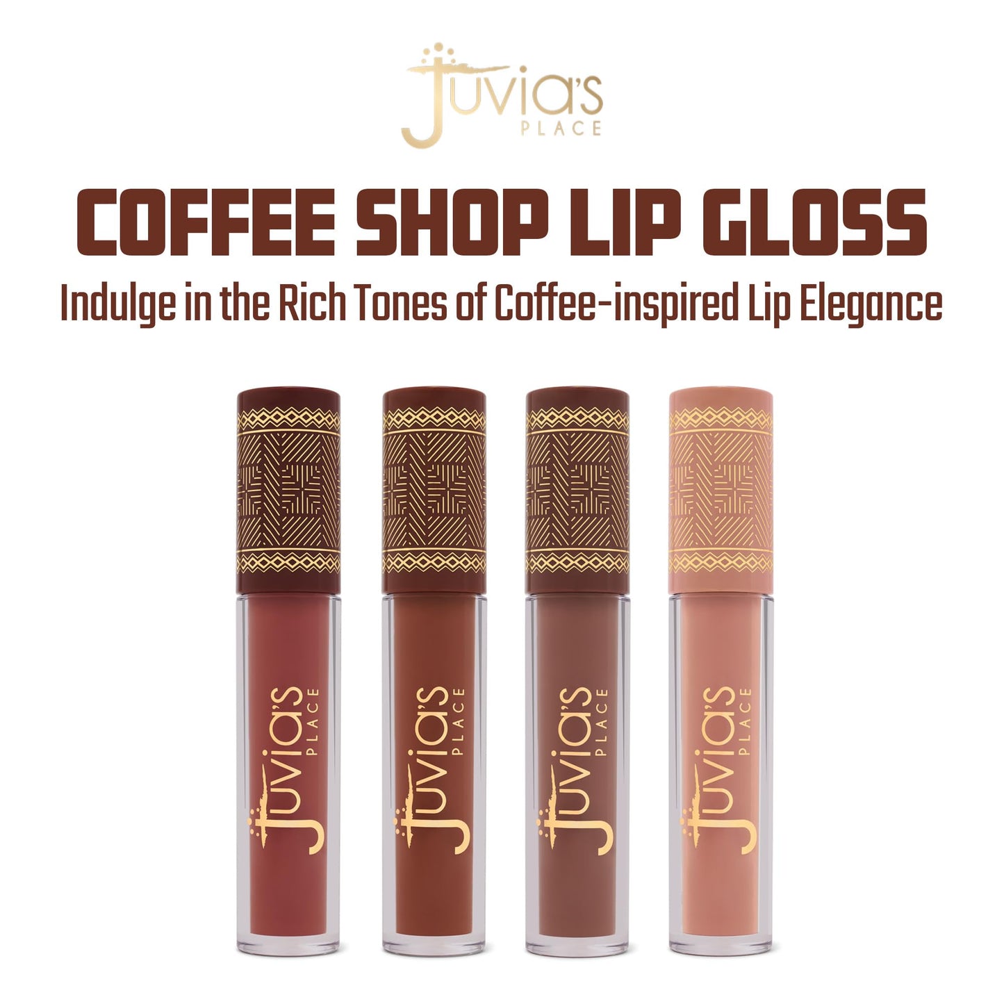 Juvia's Place Coffee Shop Lip Gloss - Macchiato - Hydrating Butter Lip Gloss for Women, Long-Lasting Shine, Moisturizing Glass-like Finish, Plumping