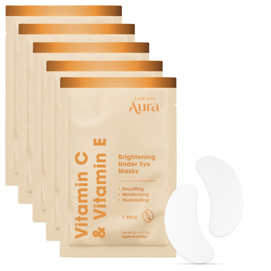 Radiant Aura Vitamin C & Vitamin E Under Eye Patches - Dermatologist Tested, Anti Aging, Korean Skin Care - Hydrates, Firms, Reduces Look Of Fine