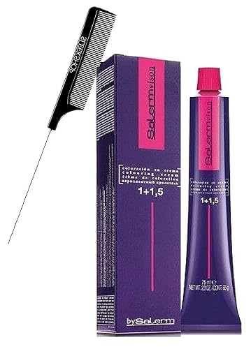 Salerm Cosmetics VISION Salermvision Permanent Cream Hair Color Dye (w/Sleek Steel Pin Rat Tail Comb) Haircolor Creme, Gray Coverage in 30 minutes