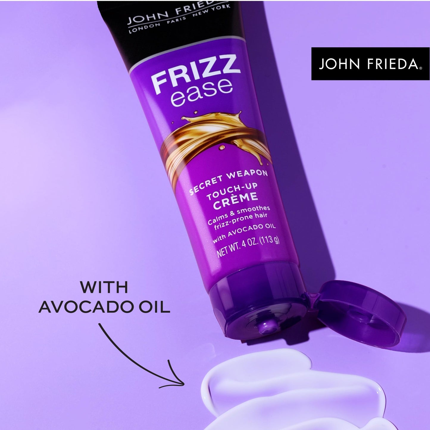 John Frieda Frizz Ease Secret Weapon Touch-Up Crème, Smoothing Cream for Flyaways, Frizz-Free & Split Ends, Infused with Avocado Oil to Seal in
