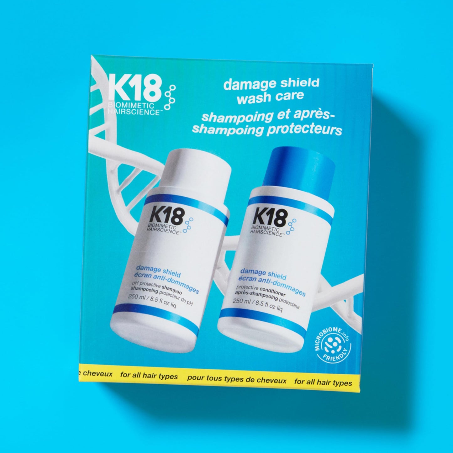 K18 Damage Shield Wash Care Set | Full-Size Color-Safe Protective Shampoo + Conditioner Reduces Frizz And Tangles, Maintains Hair Health, Protects